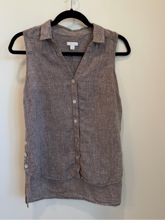 J. Jill Tops - J Jill Love Linen Tank Brown Heathered Mother Pearl Coastal S Petite Tunic